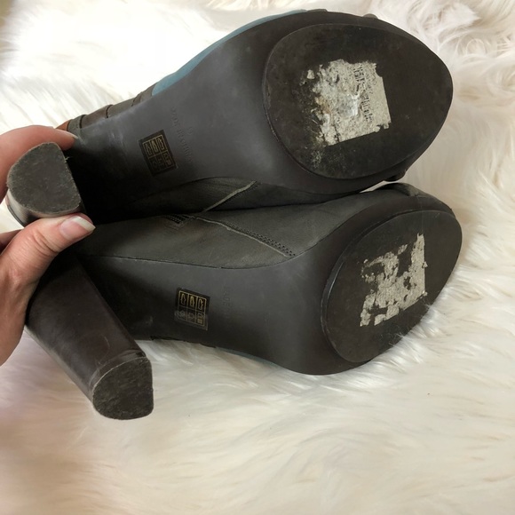Top Shop Ankle Boot Round Toe Gray Teal Brown Blue - Picture 5 of 7